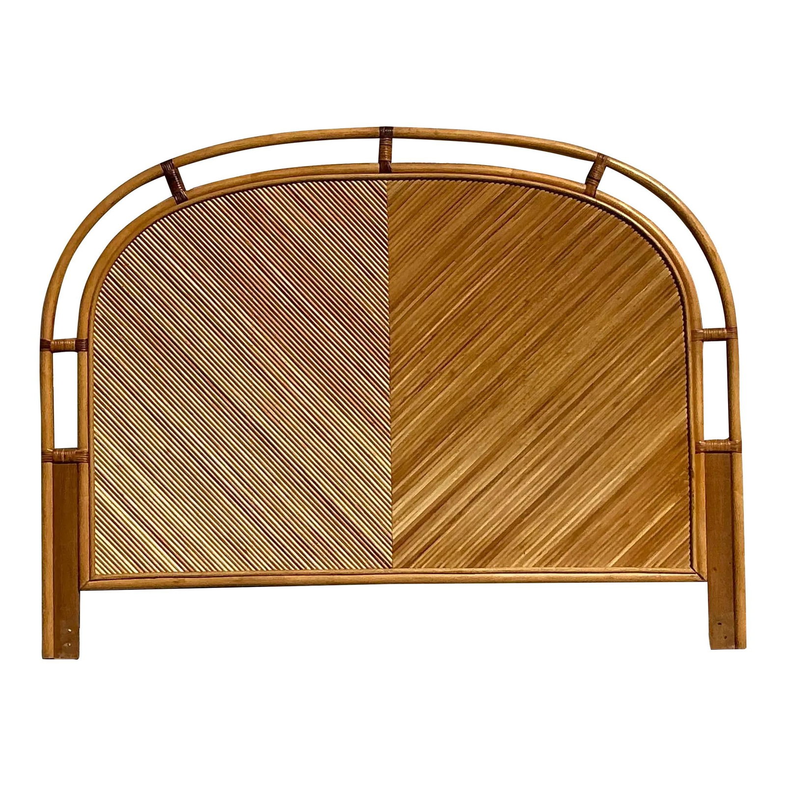 Vintage Coastal Chevron Pencil Reed Queen Headboard Organic Charm (1 of 8)