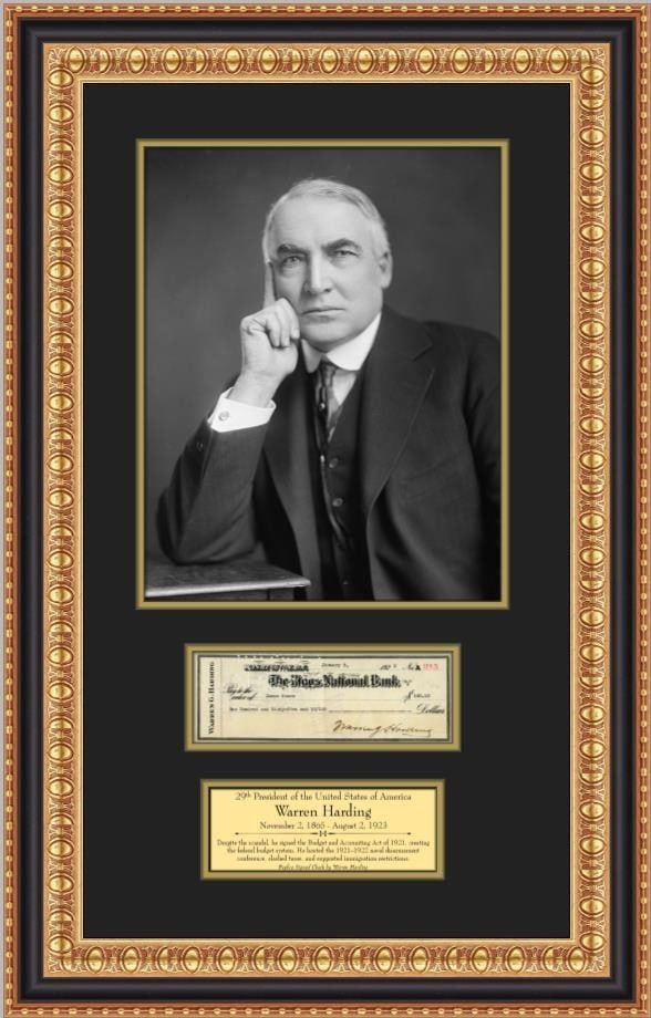 Framed Warren G Harding facsimile check presidential display (1 of 4)