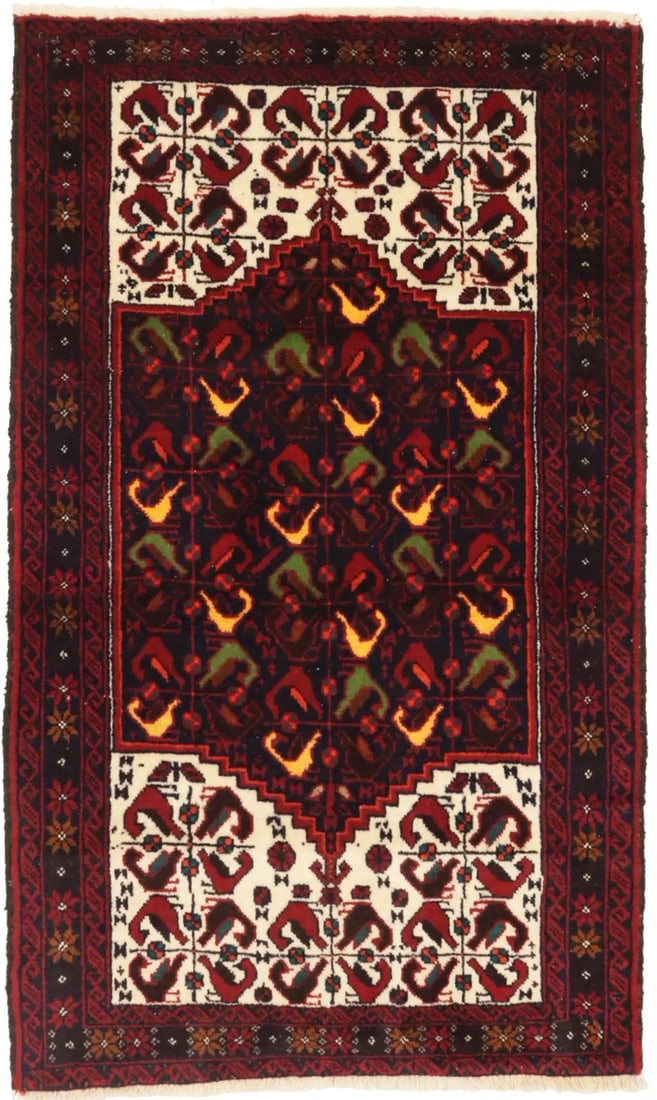 Handmade Vintage Tribal Wool Area Rug 3'2 x 5'4 Red Geometric Decor: Handmade Vintage Tribal Wool Area Rug 3'2 x 5'4 Red Geometric Decor Enhance your living space with this stunning Handmade Vintage Oriental Rug, perfect for farmhouse decor. Measuring 3'2" x 5'4", this