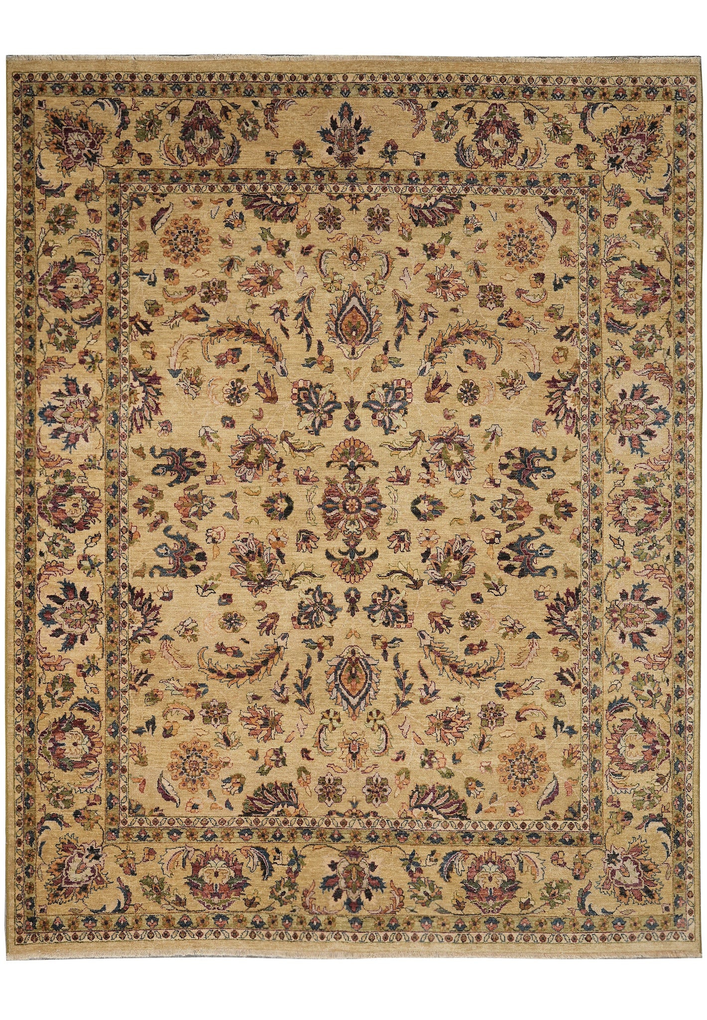 8 x 9.8 Handmade Jaipur Rug Gold 100% Wool: 8 x 9.8 Handmade Jaipur Rug Gold 100% Wool Free continental US Shipping Handmade Jaipur rug in a rich gold palette, hand-knotted in India using traditional techniques. Constructed from 100% premium wo