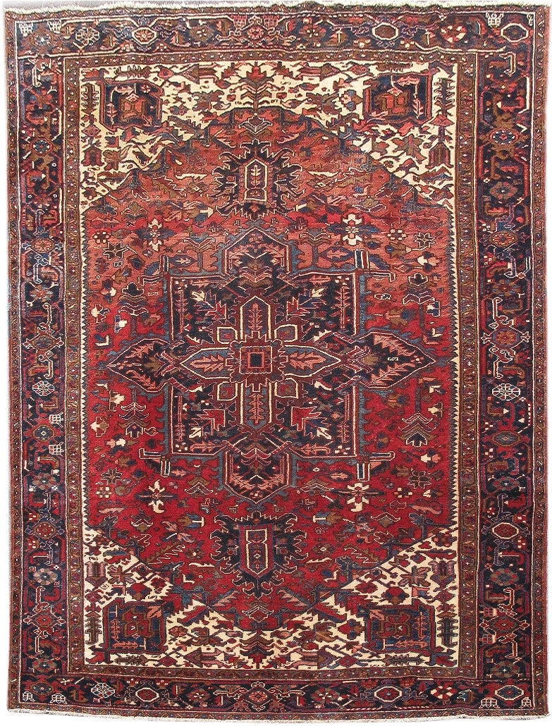 Handcrafted Authentic Persian Heriz Rug 9'1 x 11'9 Silk-like Pile: Handcrafted Authentic Persian Heriz Rug 9'1 x 11'9 Silk-like Pile Free continental US Shipping This authentic Persian Heriz rug measures 9' 1" x 11' 9" and is meticulously handcrafted by skilled Persi