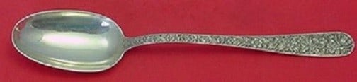 Kirk Sterling Silver Repousse Spoon 10 3/8 Inch: Kirk Sterling Silver Repousse Spoon 10 3/8 Inch This exquisite Repousse by Kirk Sterling Silver Platter Spoon, measuring 10 3/8 inches, is a beautiful addition to any table setting. Crafted from high-