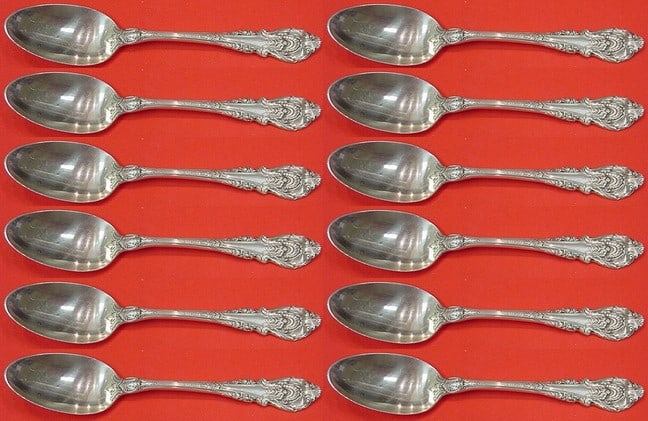 Wallace Sir Christopher Sterling Silver Soup Spoon Set 12 Pieces 7 Inch: Wallace Sir Christopher Sterling Silver Soup Spoon Set 12 Pieces 7 Inch This exquisite 12-piece set of place soup spoons features the elegant Sir Christopher pattern by Wallace. Each spoon measures 7 