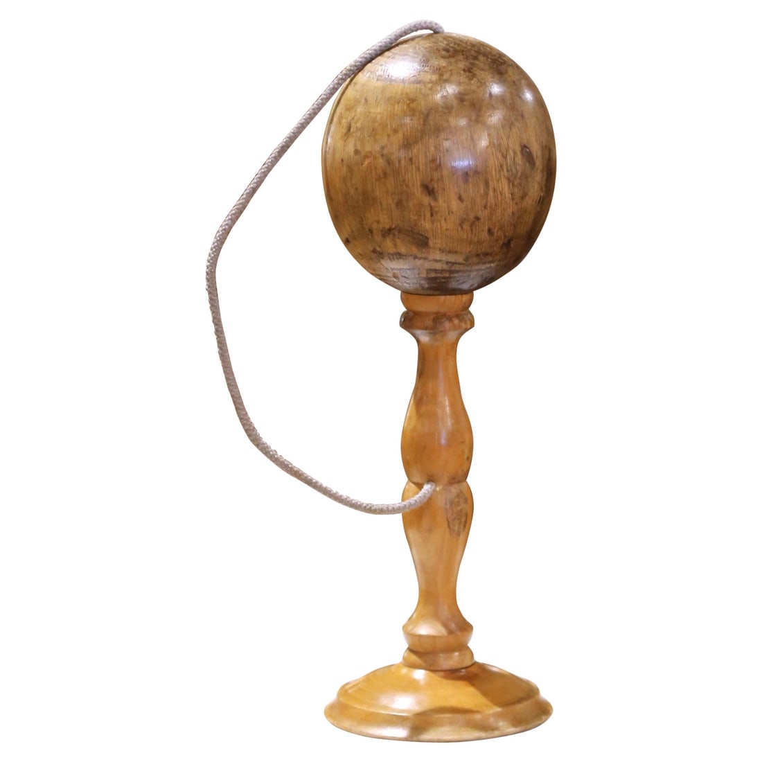Vintage French Olive Wood Bilboquet Game Circa 1920: Vintage French Olive Wood Bilboquet Game Circa 1920 Add a touch of rustic French charm to your space with this Early 20th Century French Bilboquet Game, crafted circa 1920. This traditional cup-and-ba