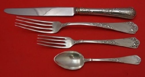 German 800 Silver Art Nouveau 4-Piece Dinner Setting: German 800 Silver Art Nouveau 4-Piece Dinner Setting This exquisite 4-piece dinner size place setting showcases the elegance of German 800 sterling silver in a captivating Art Nouveau design. Each pie