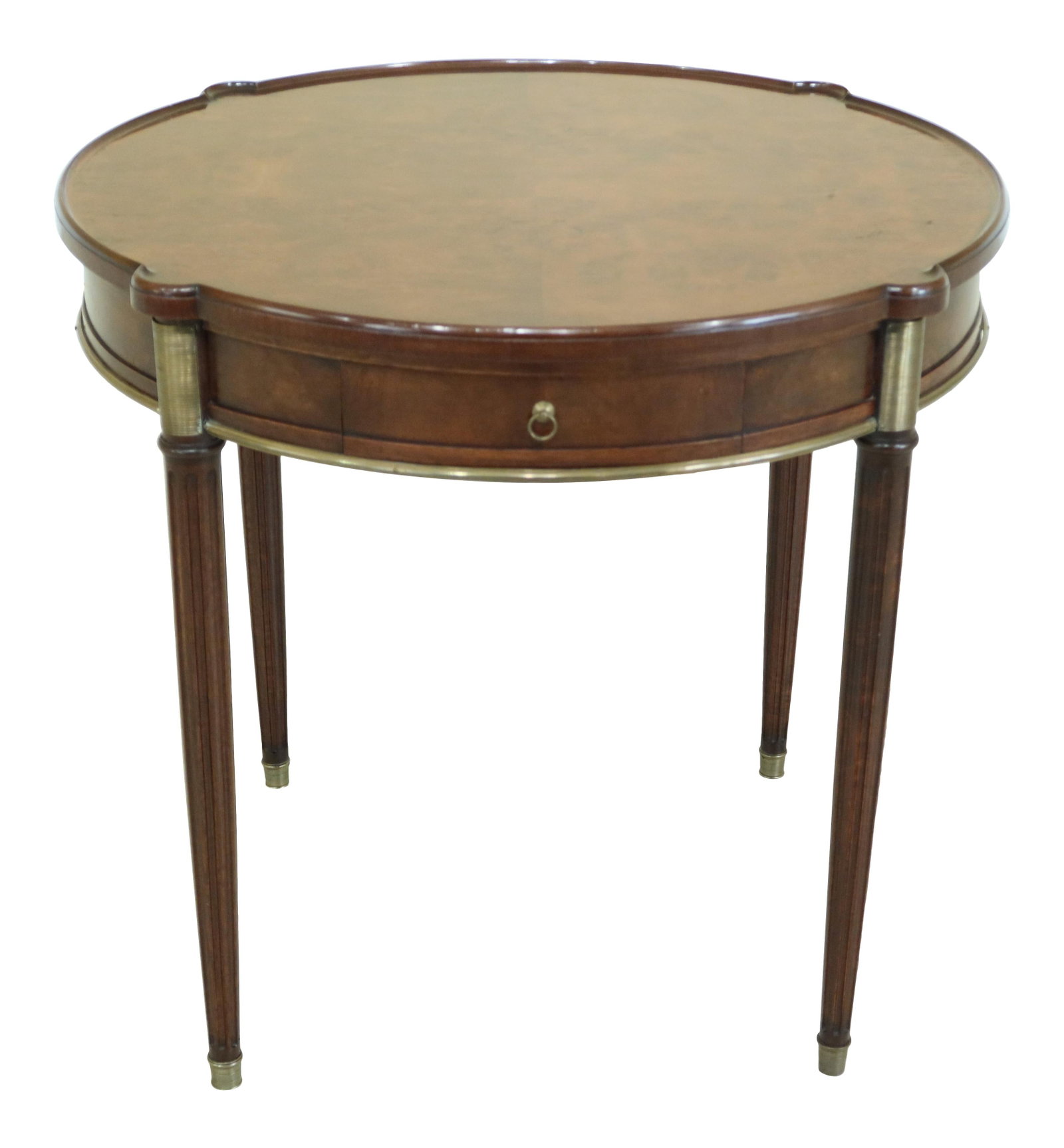 1950s Maison Jansen Style French Louis XVI Round Walnut Table with Leather Top (1 of 10)
