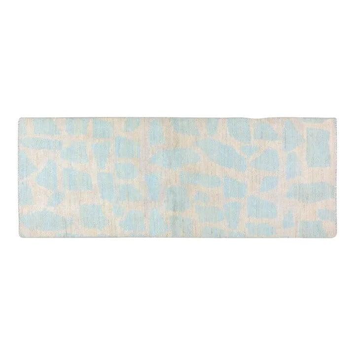 Turquoise Wool Azilal Runner Rug Hand Knotted Moroccan 2'7" x 6'9": Turquoise Wool Azilal Runner Rug Hand Knotted Moroccan 2'7" x 6'9" This Moroccan Azilal runner rug features a hand-knotted wool construction with a primitive design. Showcasing a vibrant turquoise col