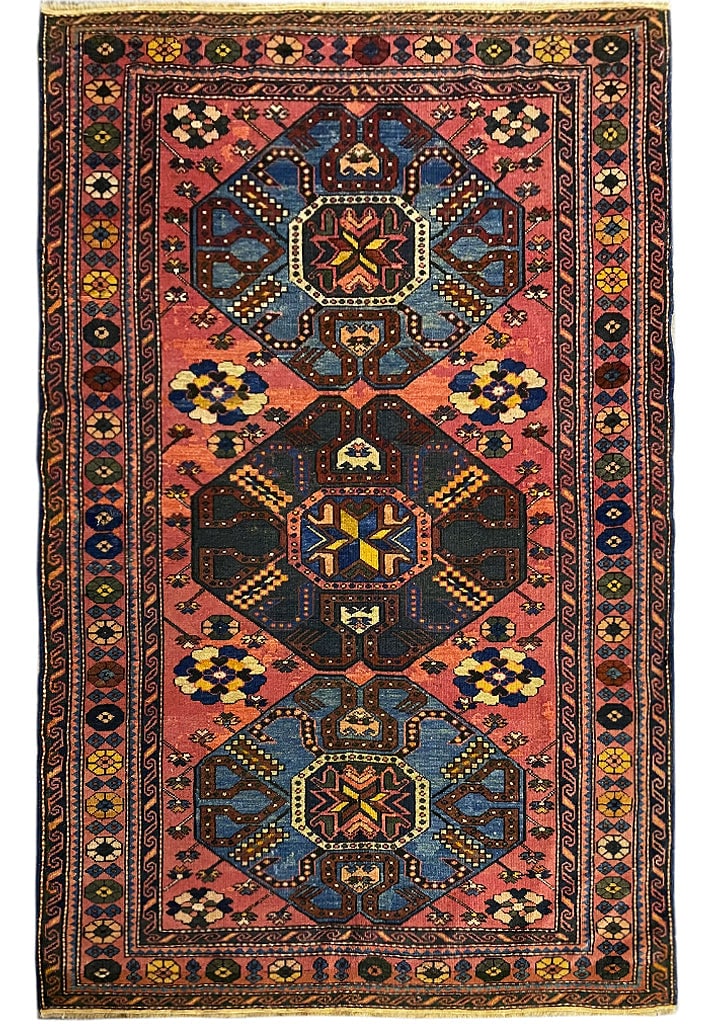 4.5 x 6.7 Handcrafted Kazak Rug Premium Wool Vibrant Colors: 4.5 x 6.7 Handcrafted Kazak Rug Premium Wool Vibrant Colors Free continental US Shipping Introducing the Traditional Russian Kazak Rug, a stunning handwoven piece that showcases the rich cultural heri