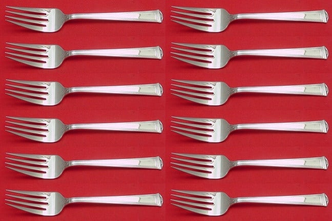 International Sterling Silver Pantheon Salad Fork Set 12 Pieces 6 1/8 (1 of 3)