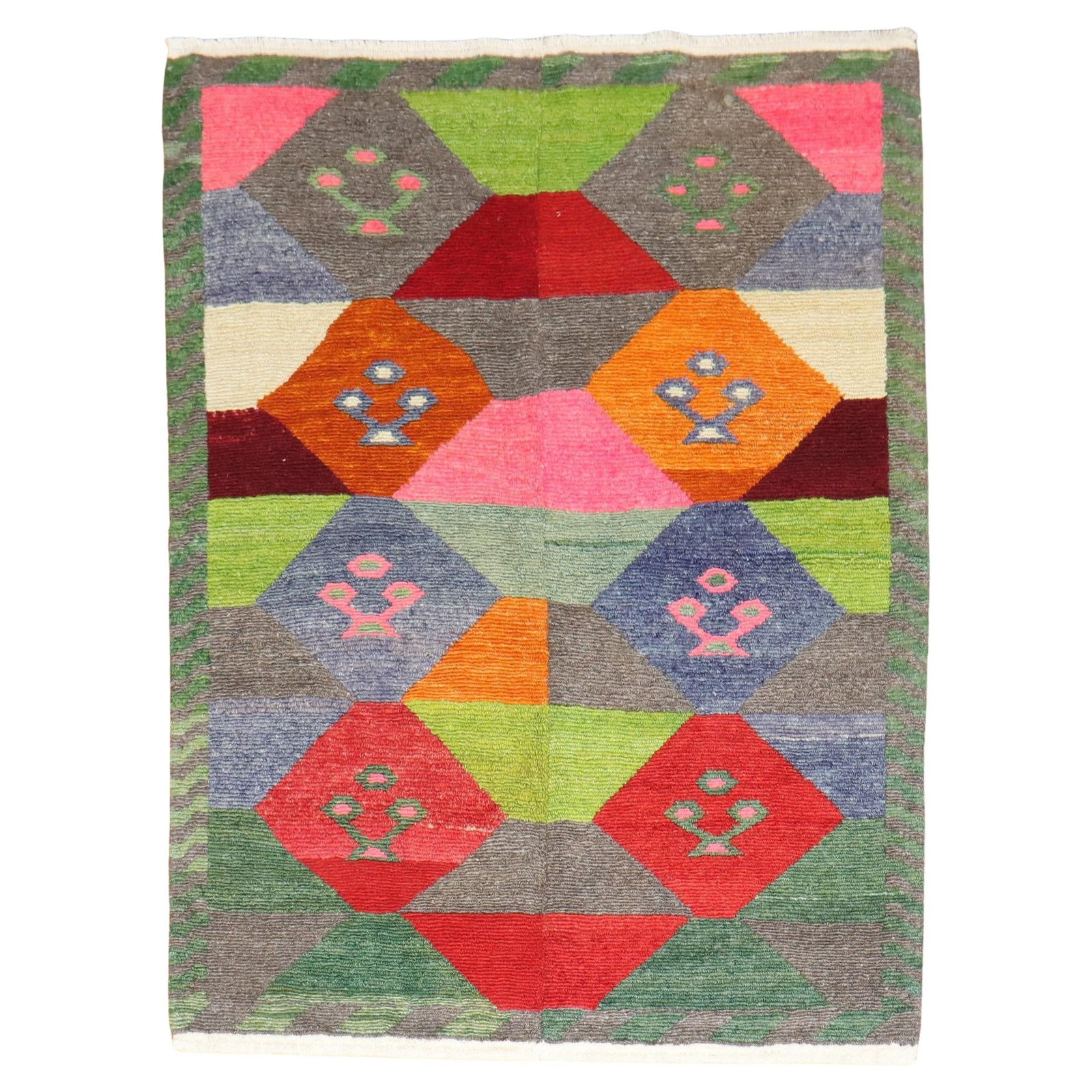 Vintage 20th Century Hand-Woven Tulu Rug Steampunk Style: Vintage 20th Century Hand-Woven Tulu Rug Steampunk Style Elevate your home decor with this stunning vintage Tulu rug from the Zabihi Collection. Measuring 44 inches in width and 56 inches in length, t