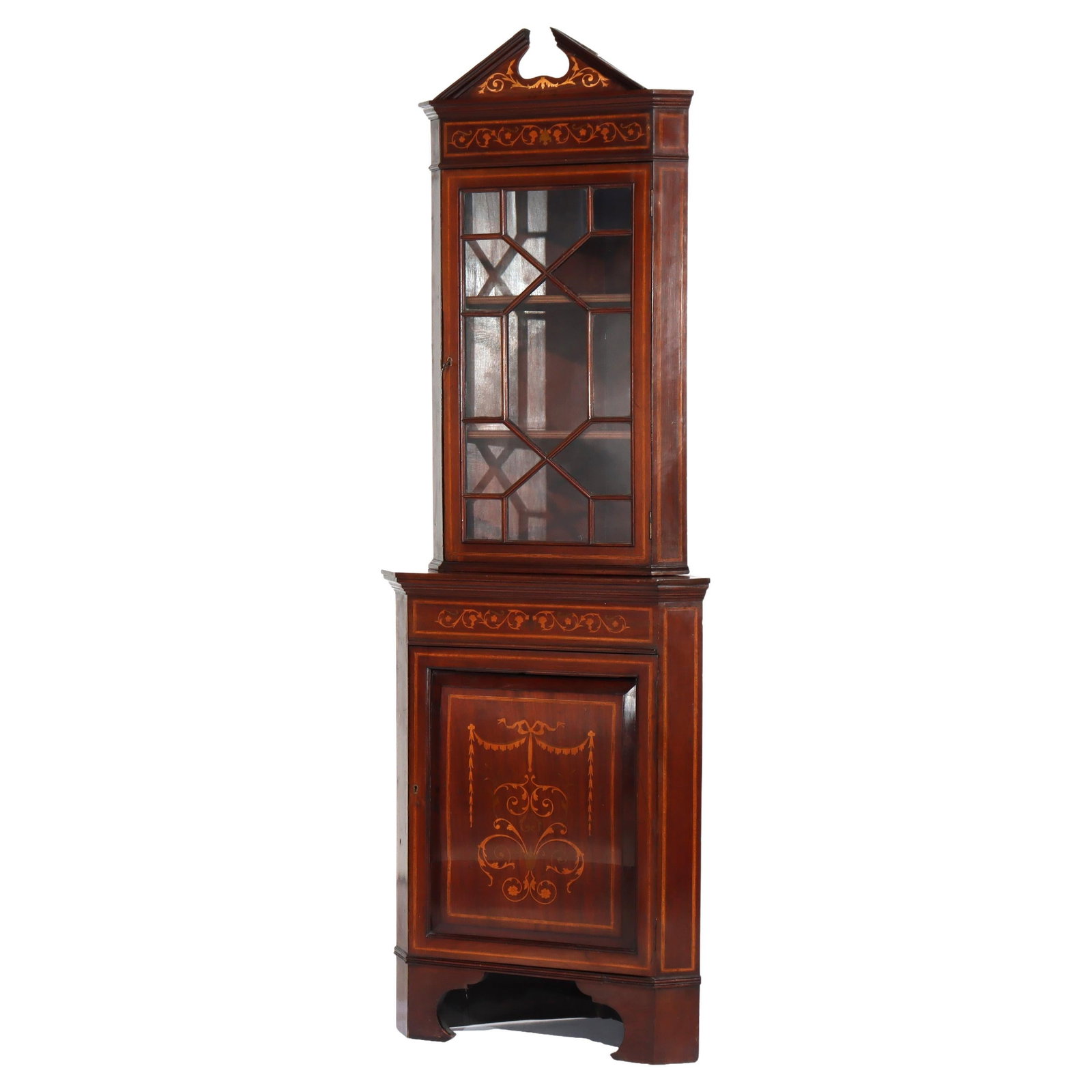 Early 20th Century Mahogany Corner Cabinet With Satinwood Inlay Classical Revival (1 of 13)