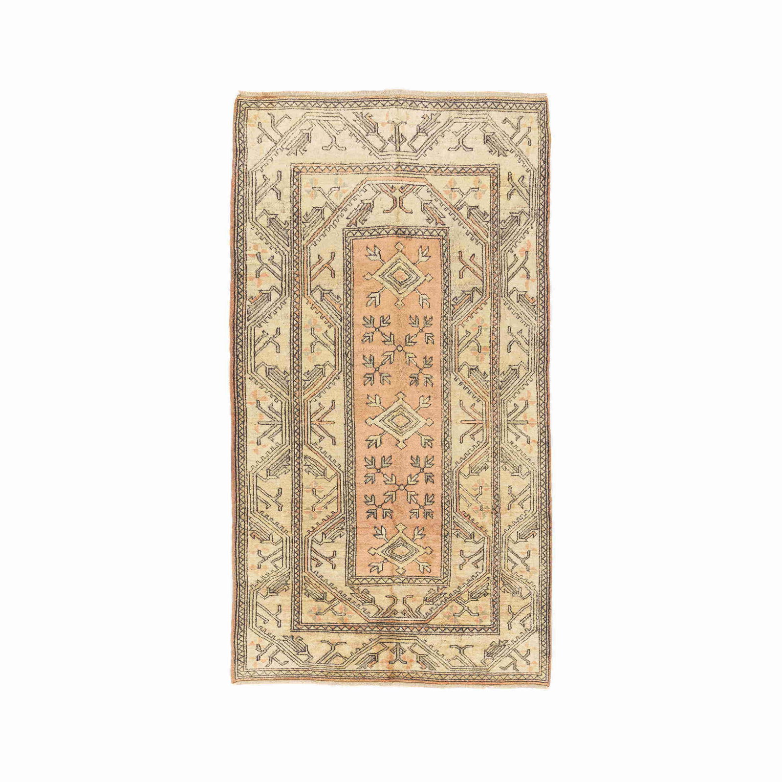 Authentic Handmade Milas Wool Carpet 65 x 119.3 Inches: Authentic Handmade Milas Wool Carpet 65 x 119.3 Inches Discover the exquisite craftsmanship of this Authentic Handmade Milas Carpet, meticulously woven from high-quality wool on wool. Originating from