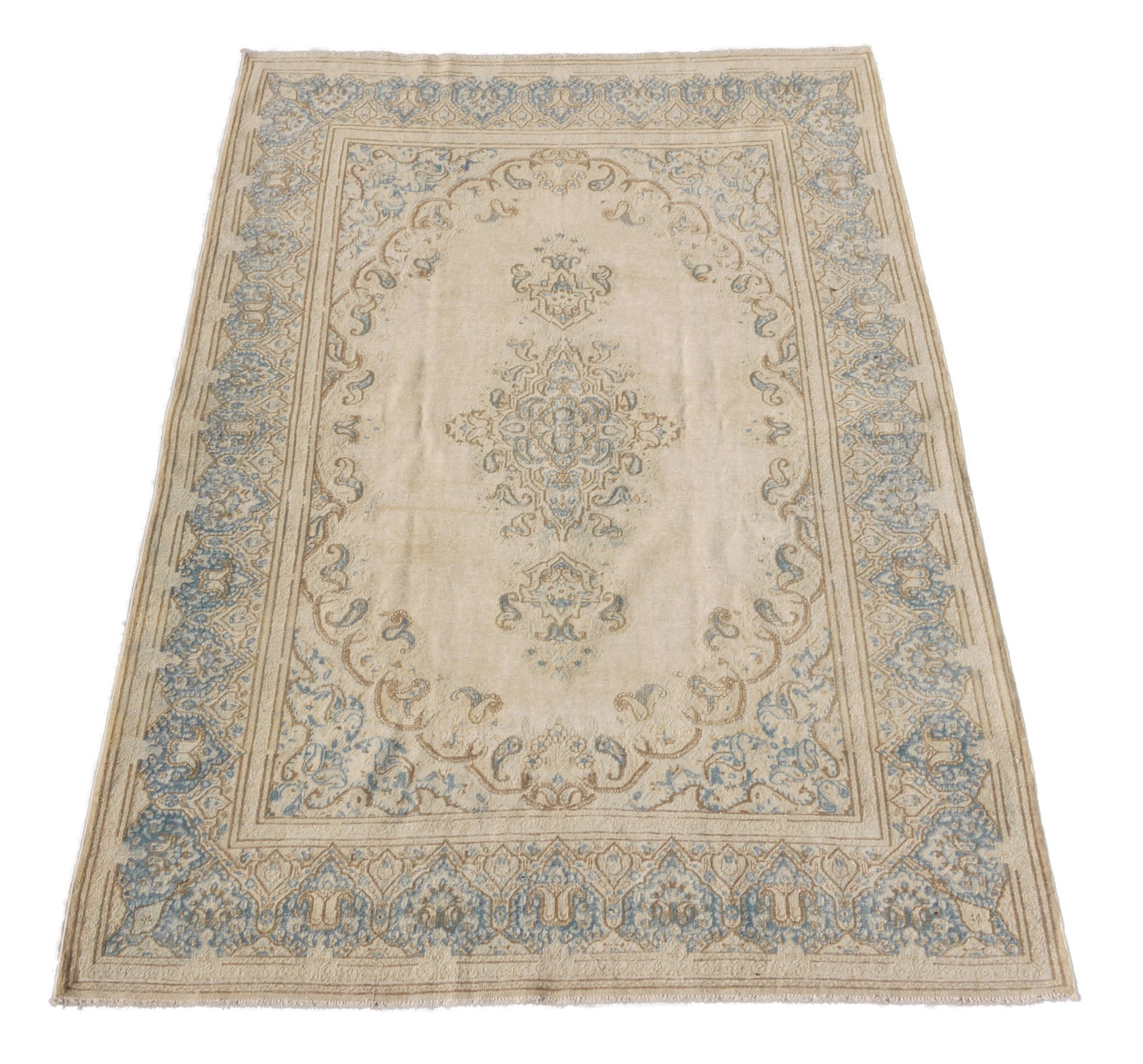 Vintage Persian Kerman Rug 6'1 x 8'10 Handcrafted Multi-Color Geometric: Vintage Persian Kerman Rug 6'1 x 8'10 Handcrafted Multi-Color Geometric Free continental US Shipping Elevate your living space with this stunning Vintage Persian Kerman Rug, measuring 6' 1" x 8' 10". 