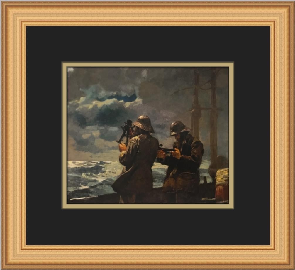 Winslow Homer Eight Bells Custom Framed Art Print 12x14: Winslow Homer Eight Bells Custom Framed Art Print 12x14 Capture the essence of Winslow Homer's artistry with this stunning custom framed print titled "Eight Bells." This medium-sized piece features an
