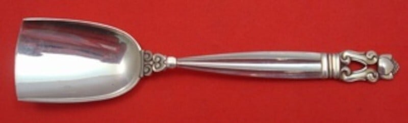 Georg Jensen Acorn Sterling Silver Sugar Shovel 5 3/4" Serving Piece: Georg Jensen Acorn Sterling Silver Sugar Shovel 5 3/4" Serving Piece This exquisite sugar shovel, crafted by Georg Jensen, features the elegant Acorn pattern and is made from high-quality sterling sil