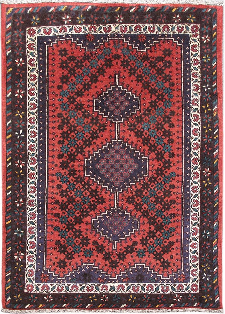 Handcrafted 4'9" x 6'8" Red Persian Hamadan Area Rug: Handcrafted 4'9" x 6'8" Red Persian Hamadan Area Rug Free continental US Shipping Discover the exquisite 4.9 x 6.8 Red Persian Hamadan Rug, a true testament to traditional craftsmanship and artistry. 