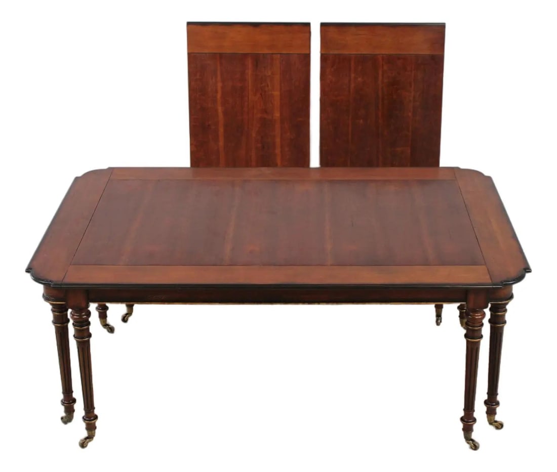 Hickory White Mahogany Dining Table 8 Legs 2 Leaves (1 of 10)