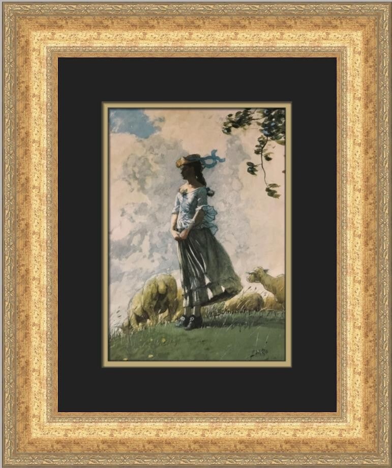 Winslow Homer Fresh Air open edition framed print: Winslow Homer Fresh Air open edition framed print This is a custom-framed open edition offset lithograph print titled "Fresh Air" by Winslow Homer. The print, produced in 1996, features an image size 