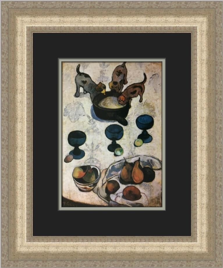 Custom Framed Paul Gauguin Still-Life with Three Puppies Open Edition Print (1 of 2)