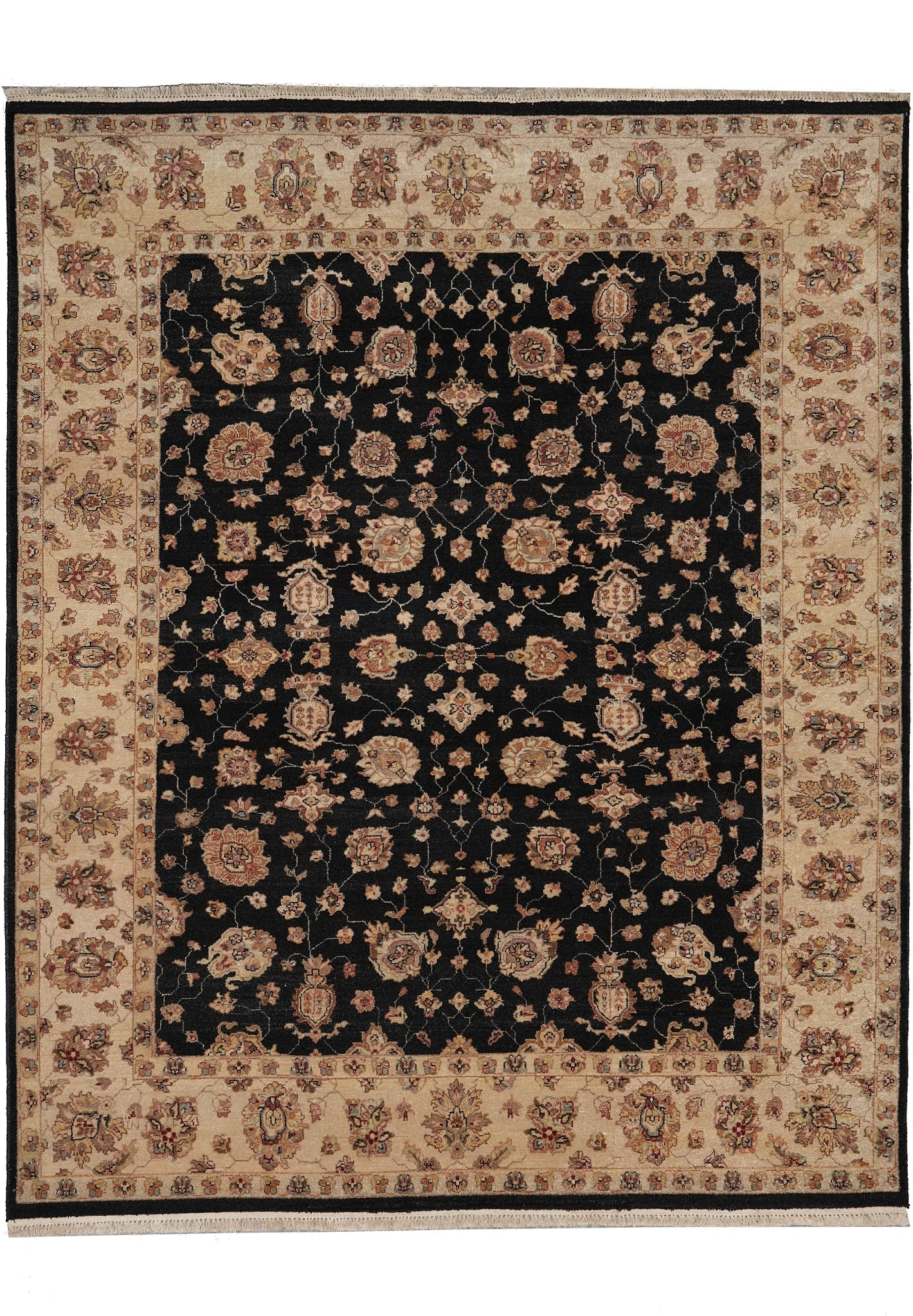 8 x 9.8 Sino Tabriz Handmade Wool Silk Area Rug Black: 8 x 9.8 Sino Tabriz Handmade Wool Silk Area Rug Black Free continental US Shipping This handmade Sino Tabriz area rug features a dramatic black colorway and an intricate design with floral patterns, m