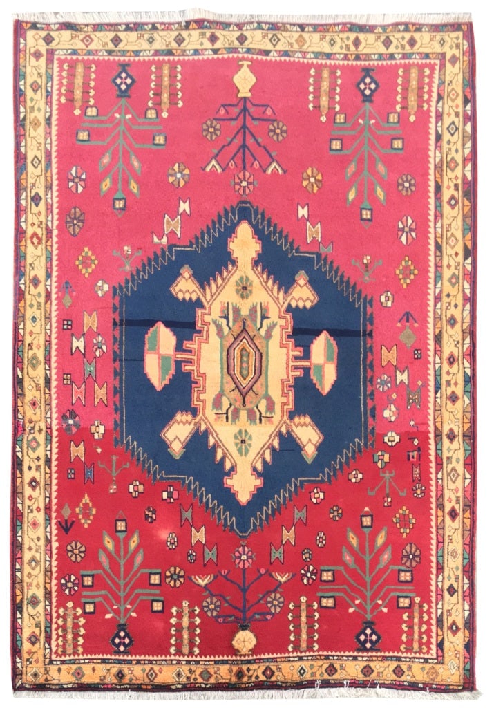 Persian Sirjan Tribal Rug 5.5 x 8 ft Handmade Wool Geometric Design: Persian Sirjan Tribal Rug 5.5 x 8 ft Handmade Wool Geometric Design Free continental US Shipping This 5.5 x 8 ft Persian Tribal Handmade Wool Sirjan Rug showcases authentic nomadic craftsmanship from 