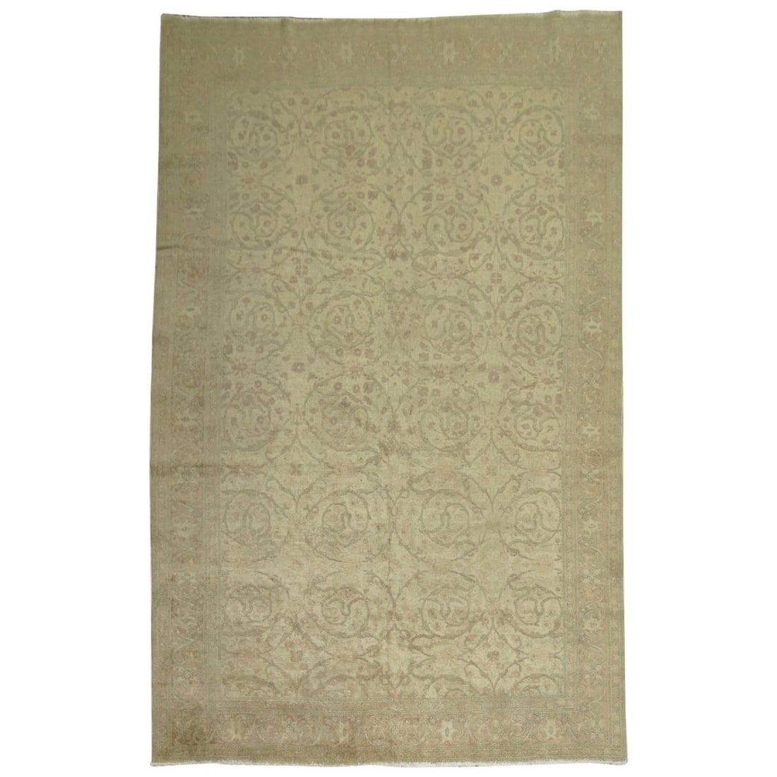 20th Century Turkish Sivas Wool Hand Knotted Agra Rug 6'5 x 9'5: 20th Century Turkish Sivas Wool Hand Knotted Agra Rug 6'5 x 9'5 This Turkish Sivas carpet features a hand-knotted wool construction and showcases muted neutral tones. Originating from Turkey and craft