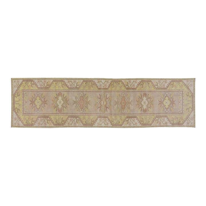 Anatolian Wool Runner Rug Hand-Knotted 2'5" x 9'2" Vintage Turkish: Anatolian Wool Runner Rug Hand-Knotted 2'5" x 9'2" Vintage Turkish This vintage Turkish Anatolian wool rug is hand-knotted using traditional techniques, offering a durable and richly textured surface.