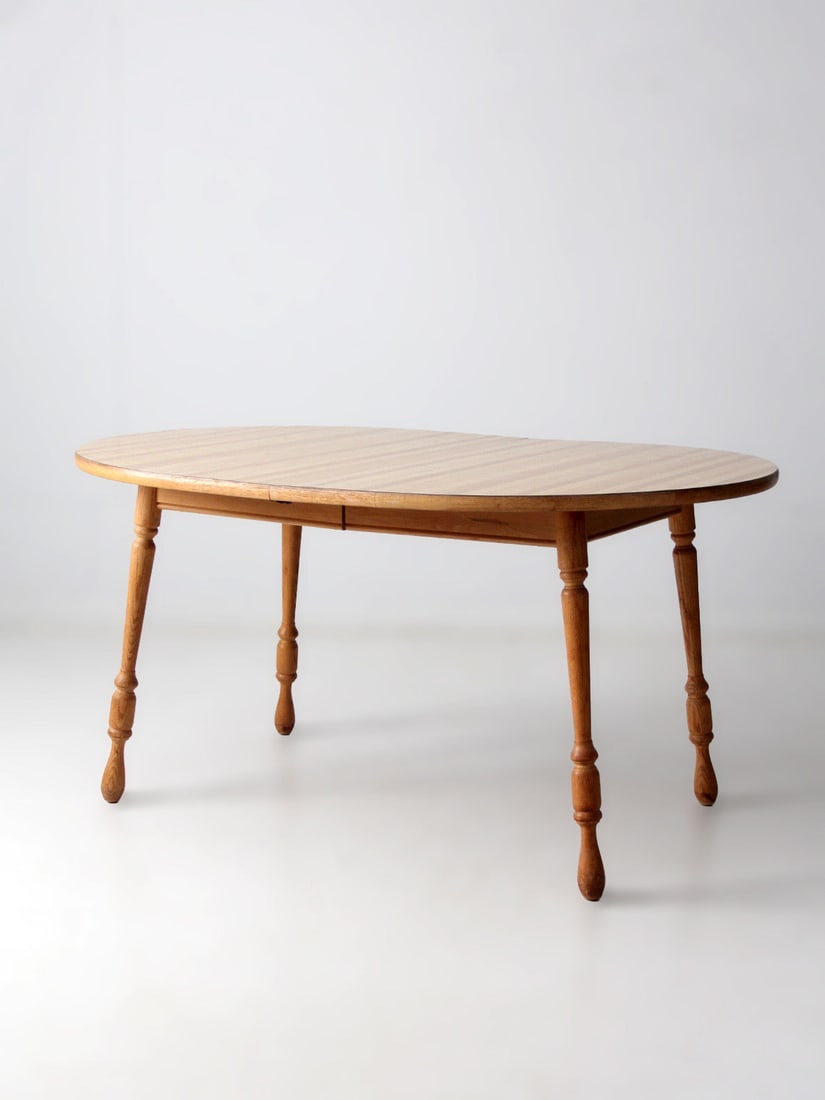 Striped Wood Farmhouse Dining Table with 12 Inch Extension Leaf (1 of 18)