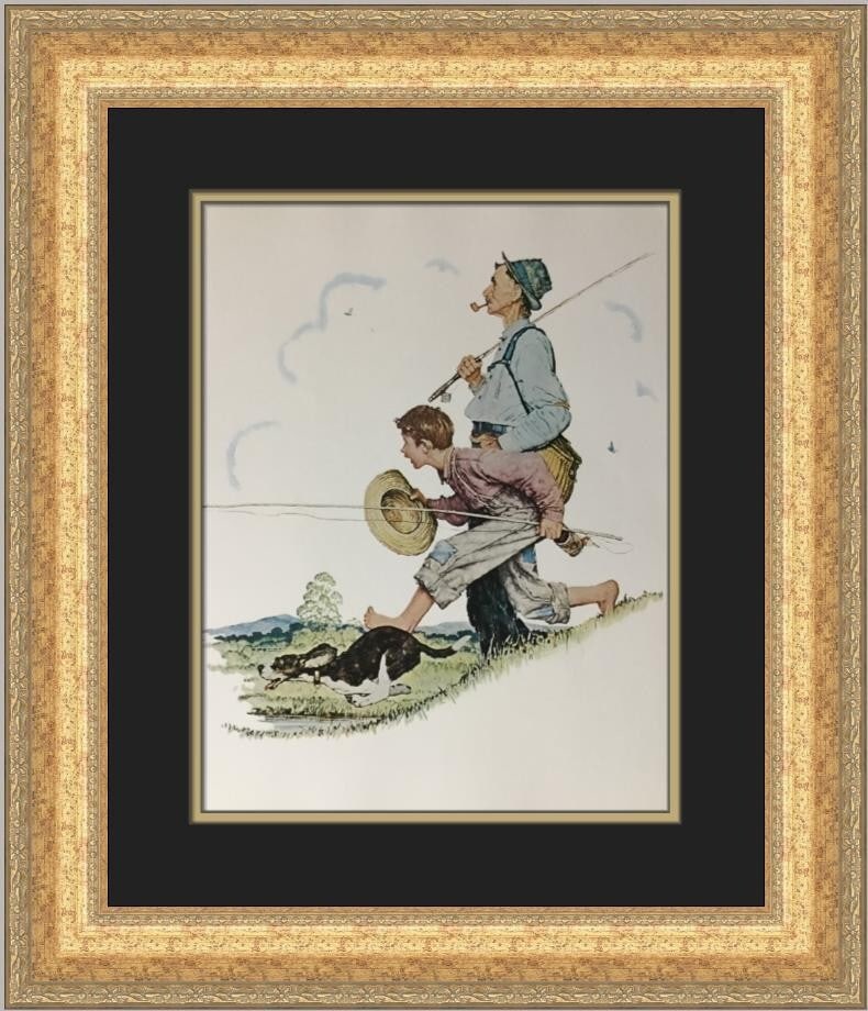 Norman Rockwell Grandpa and Me Spring Custom Framed Print 1977 Americana Art: Norman Rockwell Grandpa and Me Spring Custom Framed Print 1977 Americana Art This beautiful custom framed print titled "Grandpa and Me Spring" by renowned artist Norman Rockwell captures a nostalgic A