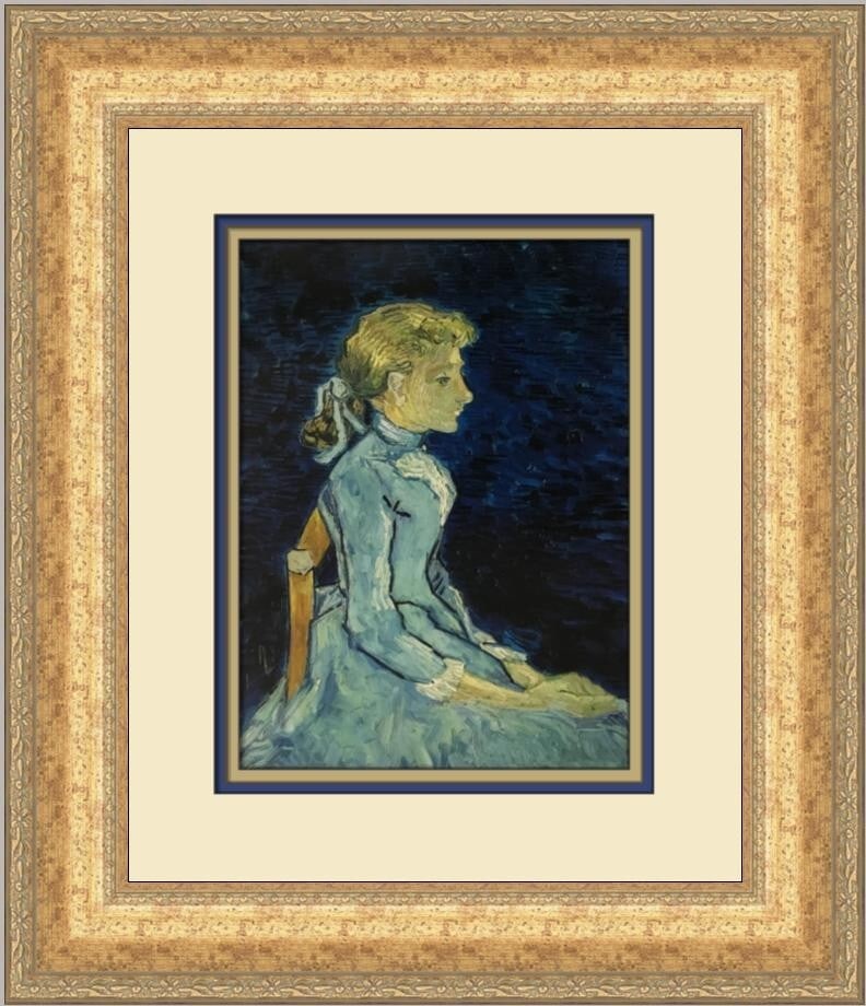Vincent Van Gogh Adeline Ravoux Portrait Custom Framed Print 18x16: Vincent Van Gogh Adeline Ravoux Portrait Custom Framed Print 18x16 This exquisite custom framed print features Vincent Van Gogh's renowned portrait of Adeline Ravoux. Measuring 18" x 16" overall, this