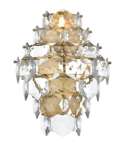 Adaline 4-Light Satin Gold Crystal Wall Sconce 18 Inch: Adaline 4-Light Satin Gold Crystal Wall Sconce 18 Inch This modern wall sconce features a satin gold finish and royal cut clear crystal accents, offering an elegant lighting solution for indoor spaces