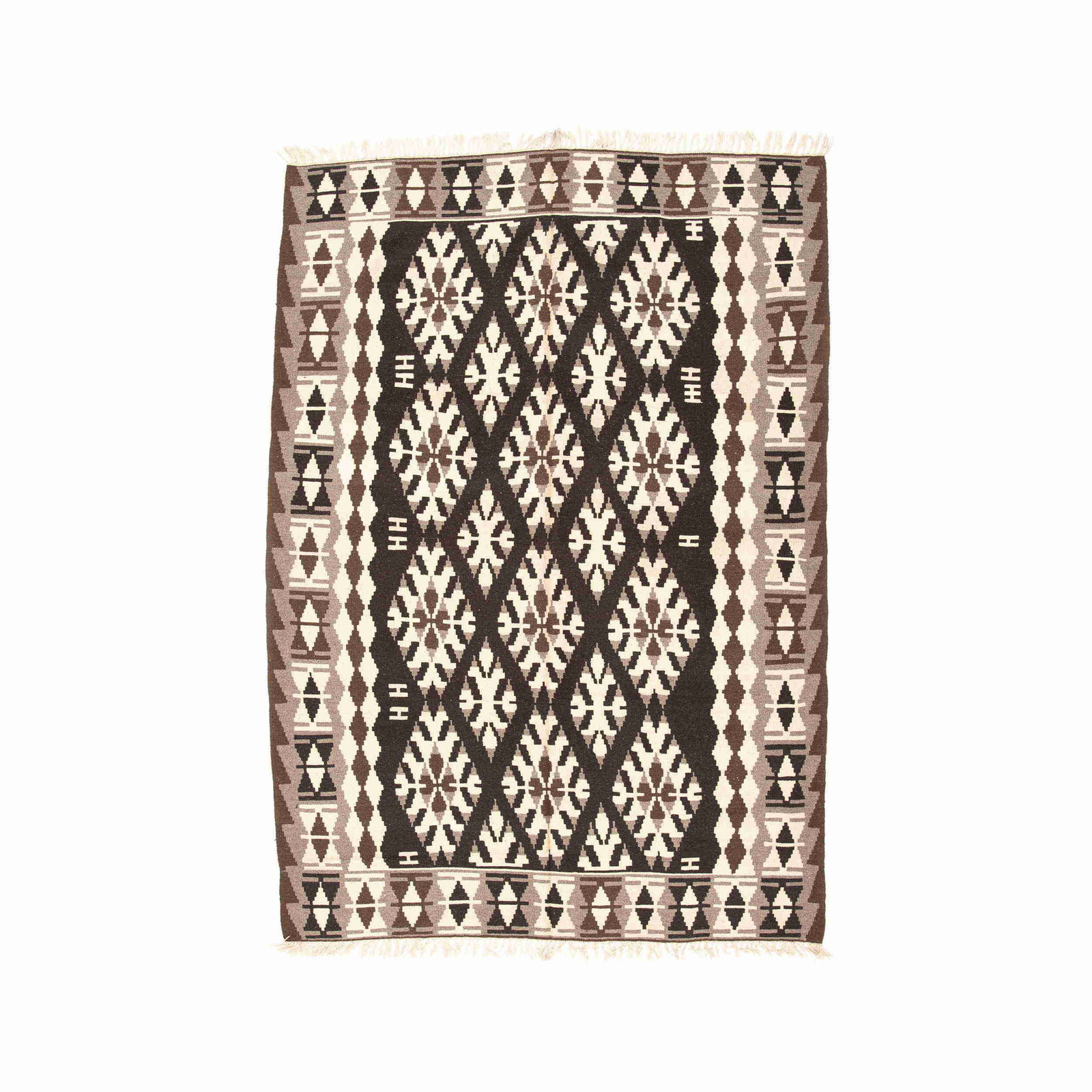 Authentic Handmade Kayseri Wool Kilim Flat Woven Area Rug: Authentic Handmade Kayseri Wool Kilim Flat Woven Area Rug This authentic handmade Kayseri kilim is crafted from high-quality wool on wool, showcasing exquisite flat weaving techniques. Originating fro