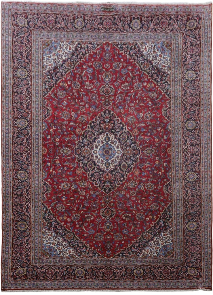 Persian Signed Kashan Rug 9.8 x 13.2 Handmade Wool Iran: Persian Signed Kashan Rug 9.8 x 13.2 Handmade Wool Iran Free continental US Shipping Experience the elegance of this handcrafted Persian Signed Kashan Rug, measuring 9' 8" x 13' 2". Crafted by skilled