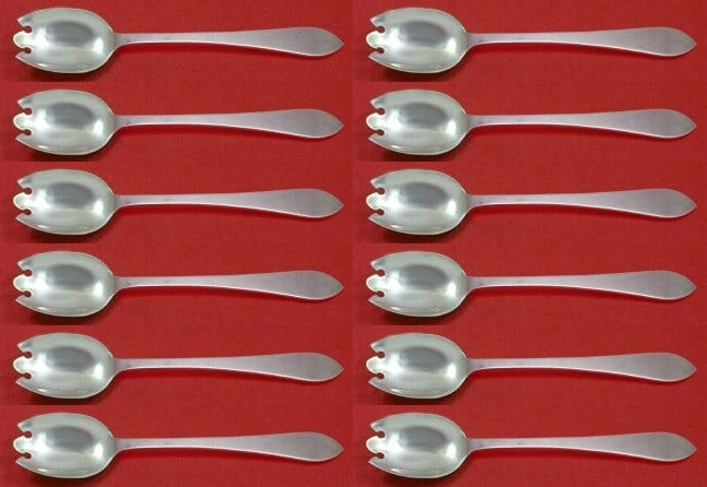 Tiffany & Co. Faneuil Sterling Silver Ice Cream Forks Set of 12: Tiffany & Co. Faneuil Sterling Silver Ice Cream Forks Set of 12 Indulge in a sweet experience with this exquisite set of 12 ice cream dessert forks from Tiffany & Co. Crafted in the elegant Faneuil pa