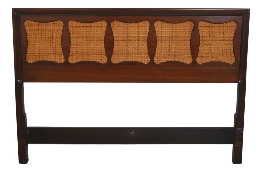 John Stuart Mid Century Modern Full Size Bed Headboard Wood Cane Design (1 of 10)
