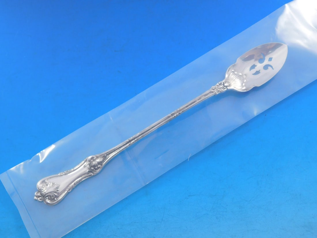 Frank Smith Federal Cotillion Sterling Silver Olive Spoon 7 1/8 Custom Pierced: Frank Smith Federal Cotillion Sterling Silver Olive Spoon 7 1/8 Custom Pierced Serve your favorite olives with elegance using this exquisite sterling silver olive spoon, crafted in the beautiful Feder