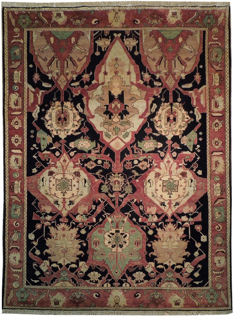 9 x 12 Zigler Peshawar Hand-Knotted Wool Rug Black Afghan Reproduction (1 of 6)