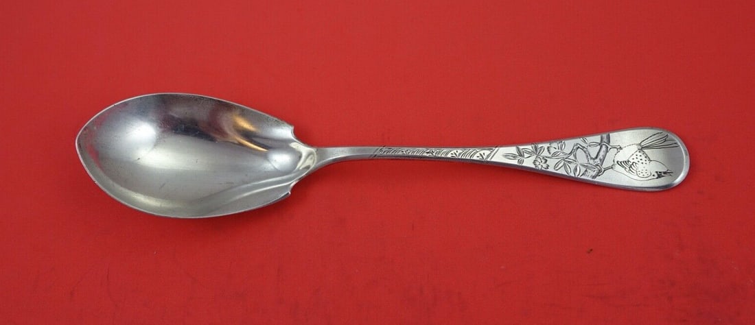 Tiffany & Co King William Sterling Silver Berry Spoon with Bird 8.5" (1 of 2)