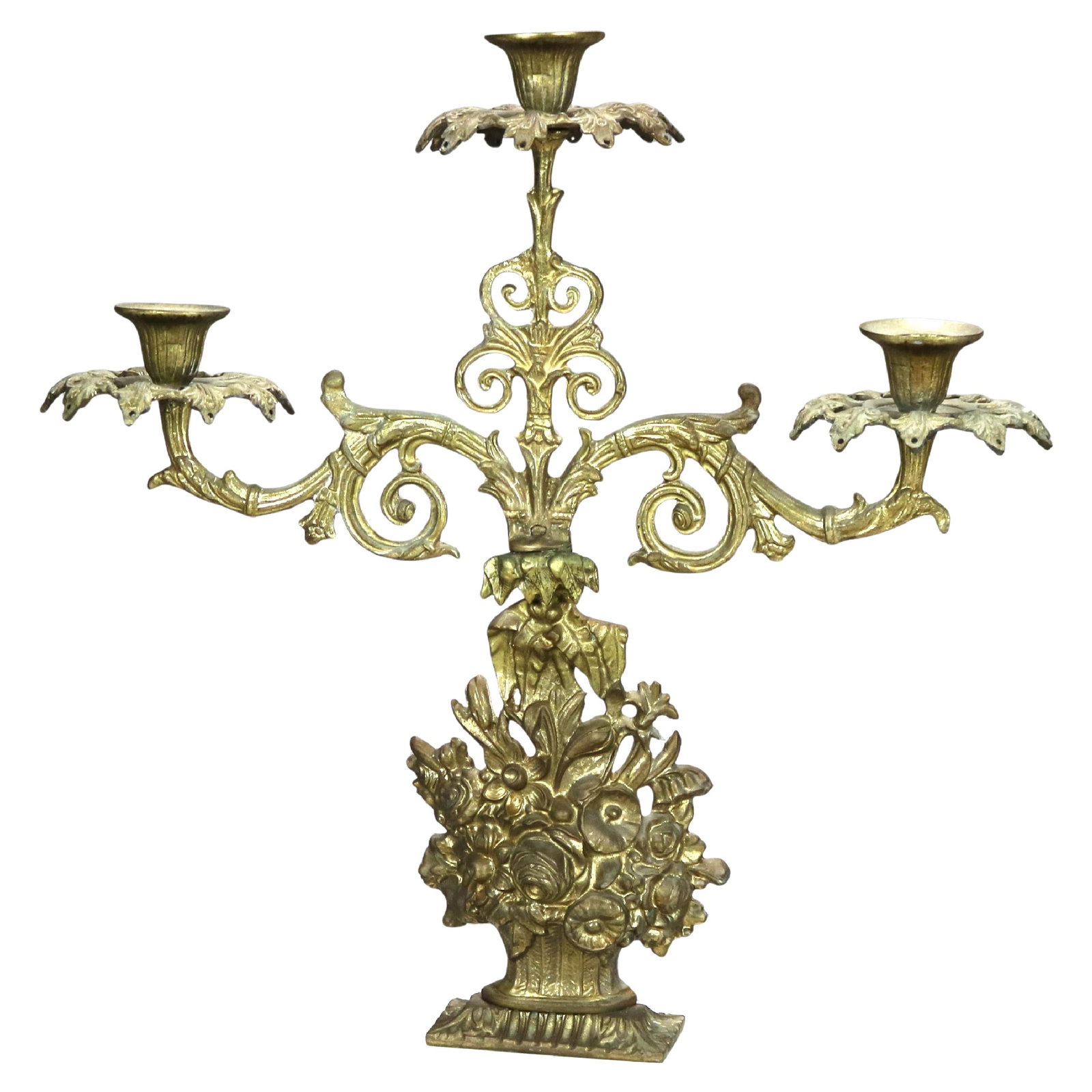 Elegant Antique Brass Marble Girandole Candelabra C1890 (1 of 9)