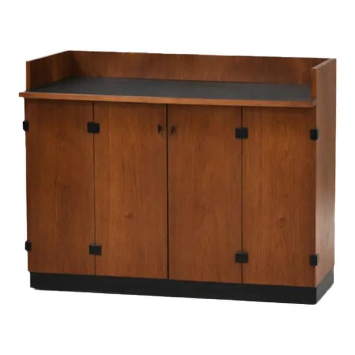 Mid Century Walnut Rolling Bar With Black Accents by Milo Baughman (1 of 9)