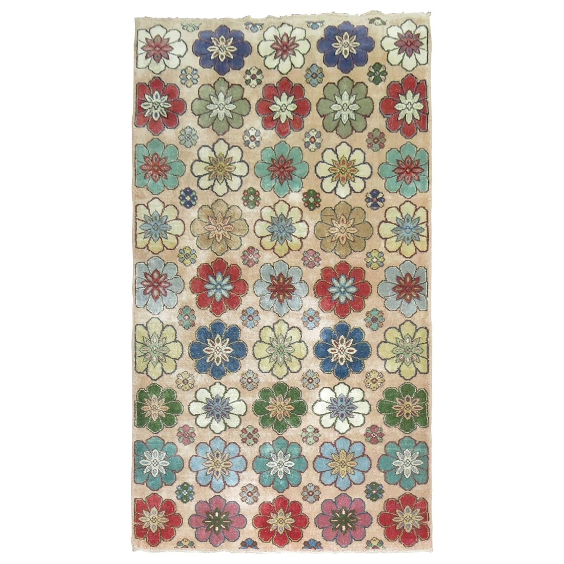 Mid-20th Century Hand-Woven Vintage Turkish Deco Rug 71 x 125 (1 of 6)