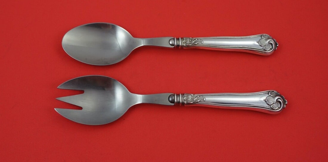 Cohr Sterling Silver Salad Serving Set 9 Inch Hollow Handle: Cohr Sterling Silver Salad Serving Set 9 Inch Hollow Handle This exquisite salad serving set from Cohr is crafted from high-quality sterling silver, featuring hollow handles with durable stainless ste