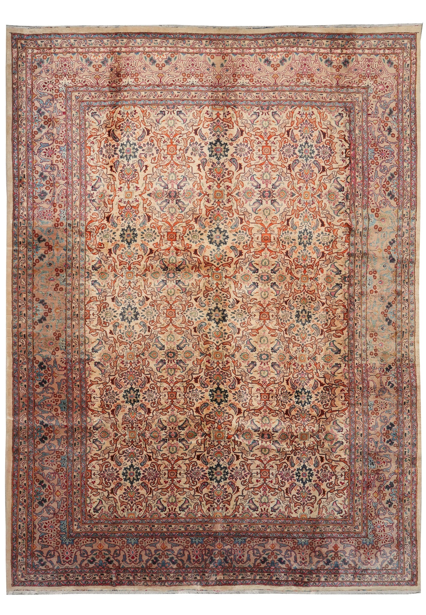 9.6 x 12.9 Hand-Knotted Persian Wool Rug Traditional Motif: 9.6 x 12.9 Hand-Knotted Persian Wool Rug Traditional Motif Free continental US Shipping This pre-owned hand-knotted Persian rug showcases traditional craftsmanship with a dense wool pile that offers b