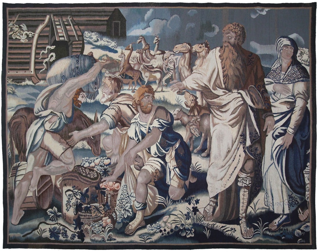 Handwoven Wool Aubusson Noahs Ark Wall Tapestry 8ft x 10ft 244cm x 315cm (1 of 18)