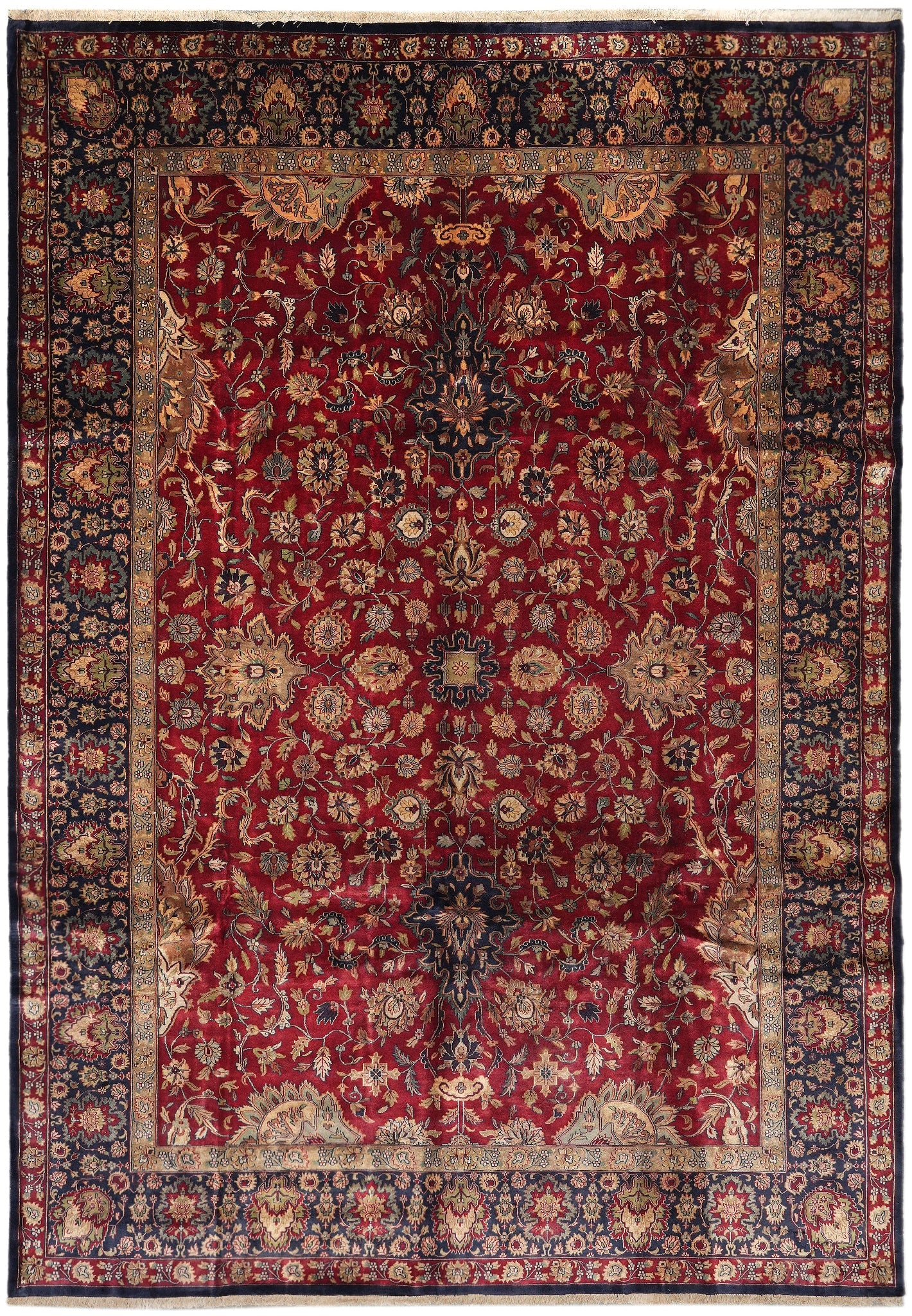 10 x 14 Handmade Jaipur Rug Burgundy Wool Floral Design: 10 x 14 Handmade Jaipur Rug Burgundy Wool Floral Design Free continental US Shipping This handmade Jaipur rug measures 10 x 14 and features a rich burgundy tone with traditional floral motifs and orna