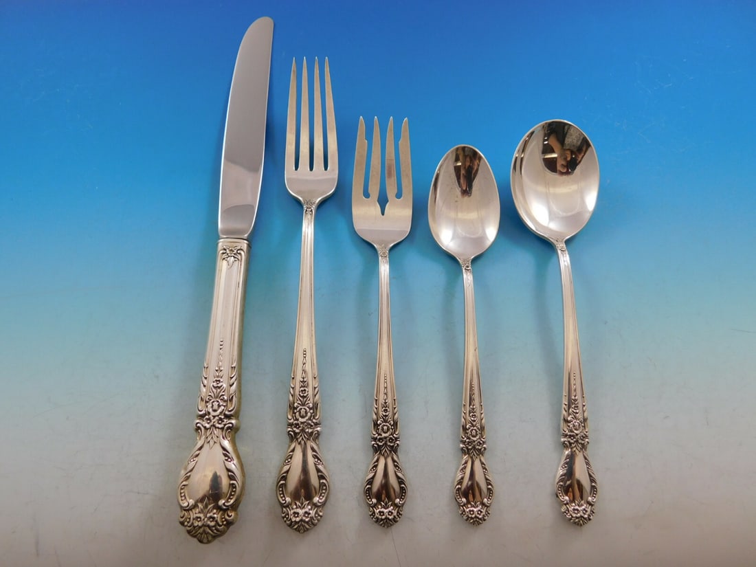 Brocade Sterling Silver 62 Piece Flatware Service for 12 (1 of 9)