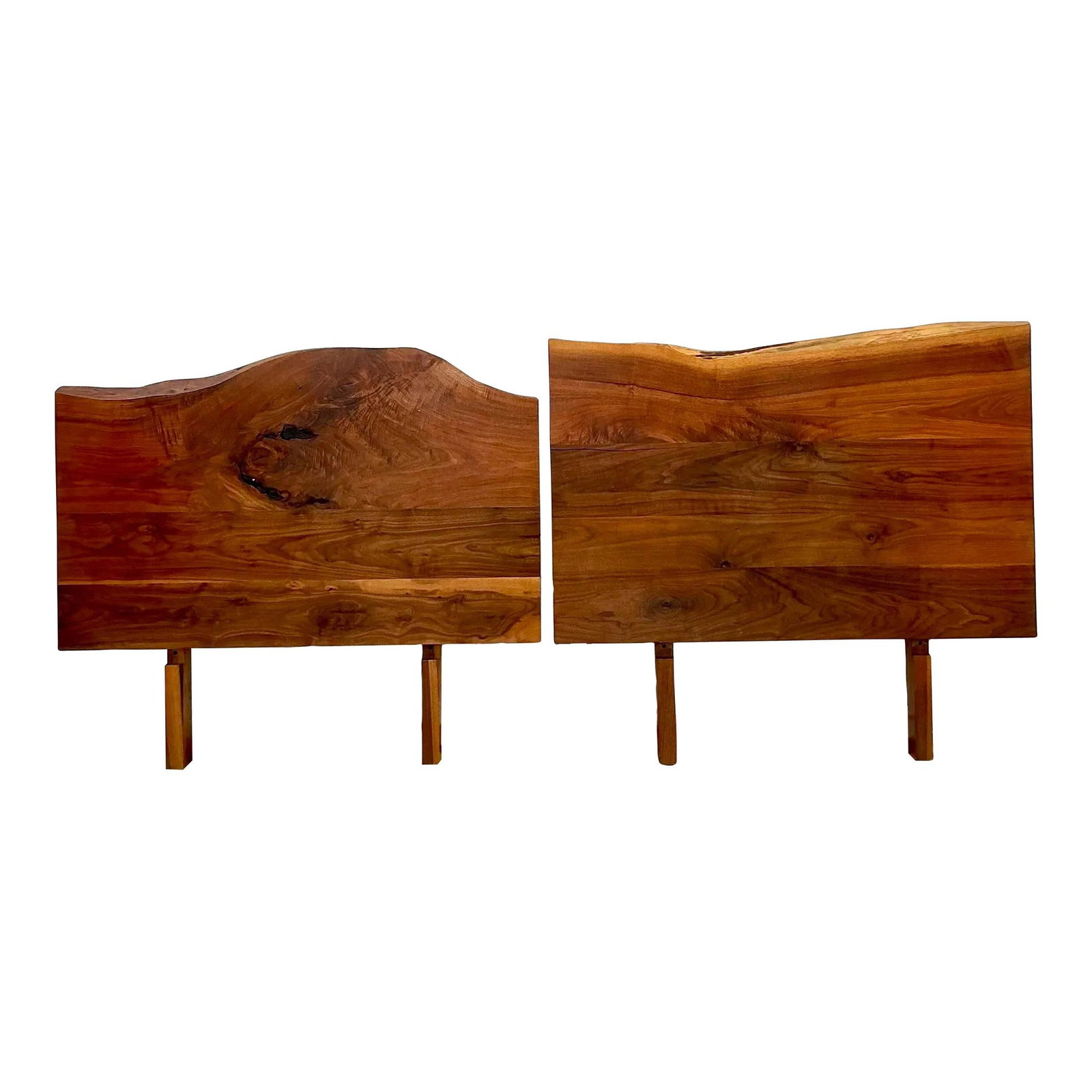 Set of 2 Vintage Boho Organic Plank Twin Headboards Sienna Wood (1 of 9)