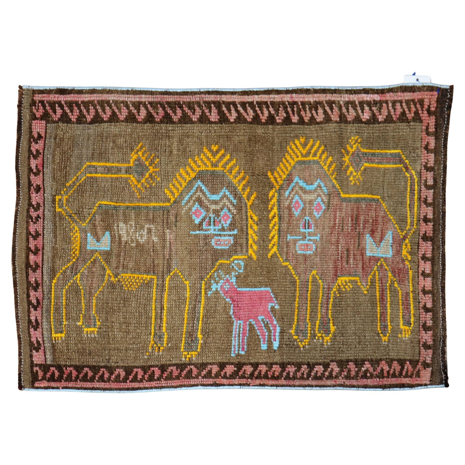 Vintage 1980 Zabihi Collection Turkish Folk Art Rug 24x36: Vintage 1980 Zabihi Collection Turkish Folk Art Rug 24x36 This vintage Turkish rug from the Zabihi Collection is a stunning piece of folk art, hand-woven from high-quality wool. Manufactured in 1980, 