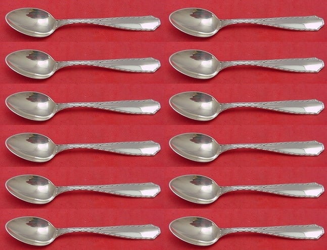 Tiffany & Co. Marquise Sterling Silver Demitasse Spoon Set of 12 4 Inch (1 of 4)