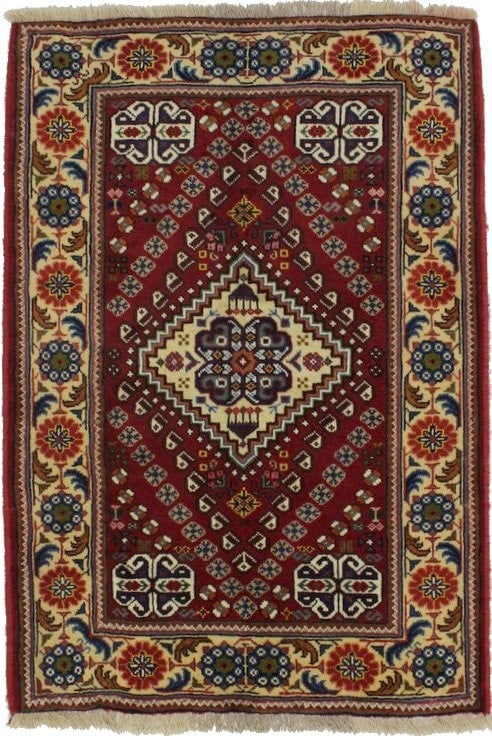 Handmade Tribal Design 4x5 ft Wool Area Rug Eco-Friendly: Handmade Tribal Design 4x5 ft Wool Area Rug Eco-Friendly Enhance your space with this stunning handmade vintage-style rug featuring a tribal design. This area carpet, measuring 3'6" x 5'3", showcases 